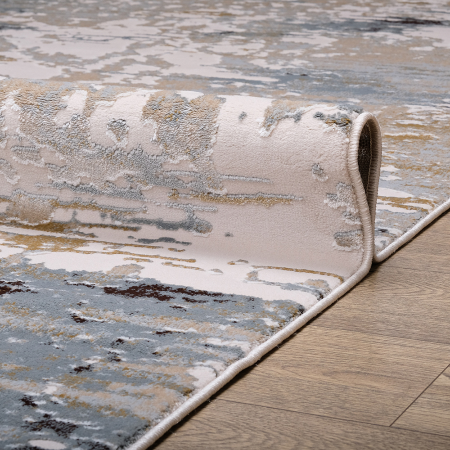 ковер каскад 25632 24346. Ворс различной высоты - интересный эффект объема рисунка. Мягкий упругий ковер 25632 Прямой для спальной, гостиной. Приятные пастельные тона - насыщенность спокойного домашнего интерьера. Голубой Крем, . Абстракция. ковер каскад 25632 24346